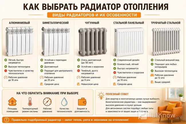 Виды радиаторов отопления и их особенности