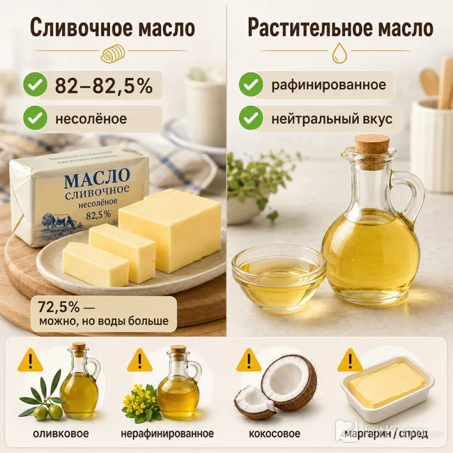 Лучшее сливочное и растительное масло для выпечки