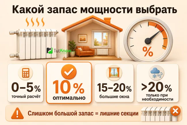 Запас мощности радиатора для разных условий