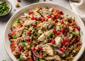Грузинский салат с курицей, гранатом и ореховой заправкой