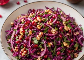 Салат с красной капустой, гранатом и грецкими орехами по-грузински