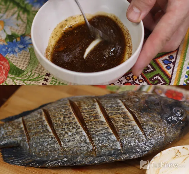 Тилапия с надрезами и приправой Old Bay