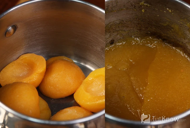 Персики и готовое пюре для джема
