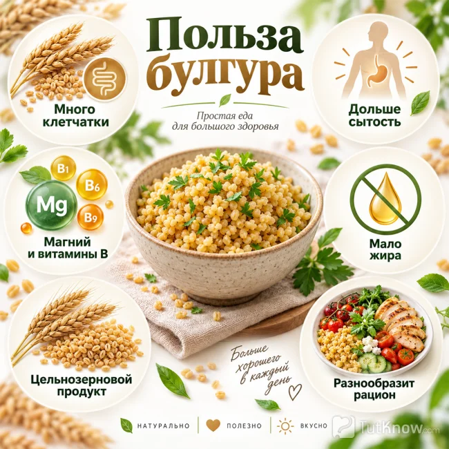 Инфографика о пользе булгура для организма
